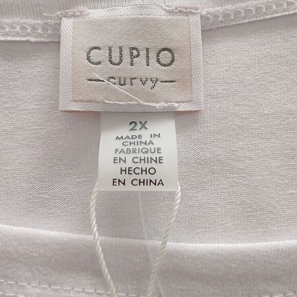 Cupio Curvy white soft stretch 3/4th length blouse top Sz 2X - Picture 7 of 8